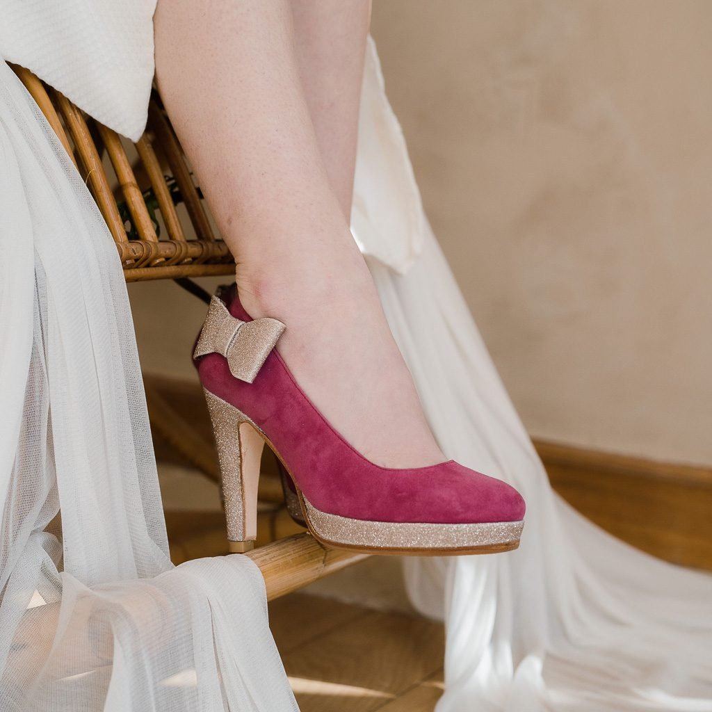 Chaussure de mariée rose vif Chaussure de mariée rose vif