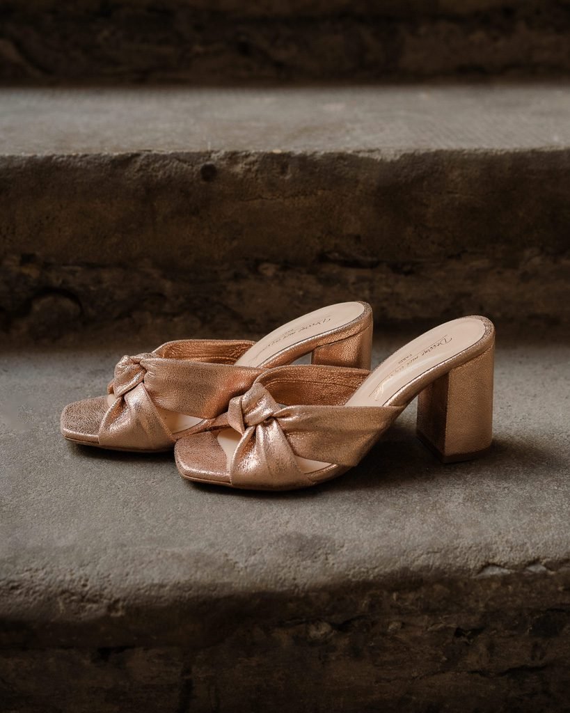 Mule suzanne en irisé or rose.4