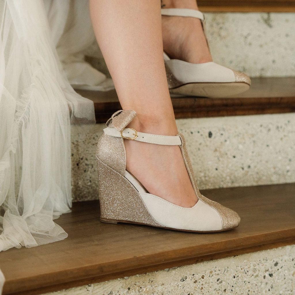 Chaussure de mariée à talon compensé
