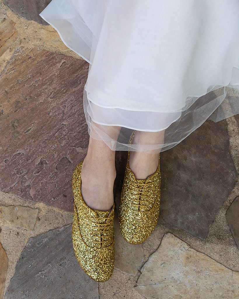 Richelieu plat en glitter or-3