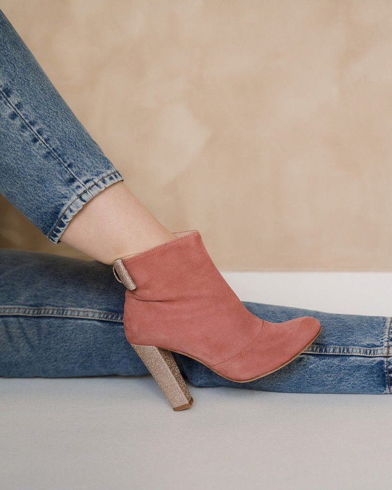Bottine à talon rose thé - Image 3