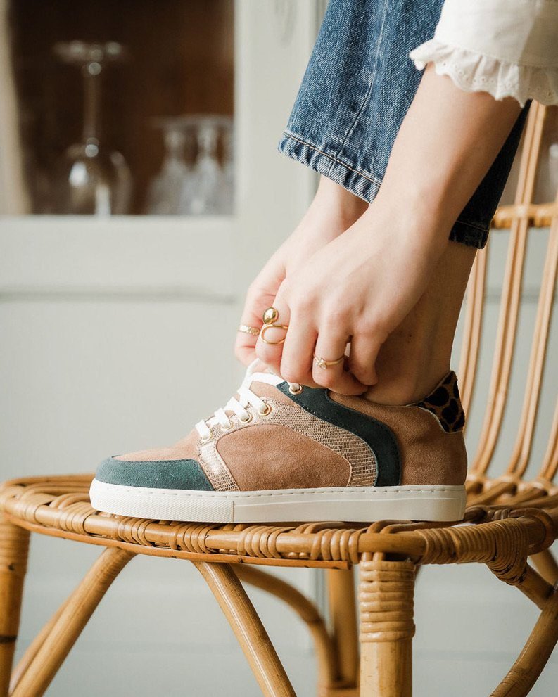 Basket Oscar en velours bois de rose