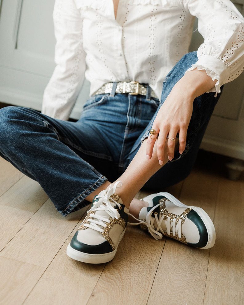 Basket Oscar en cuirs lisse blanc