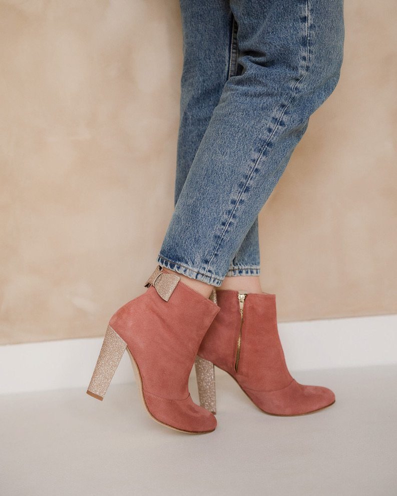 Bottine à talon rose thé - Image 2