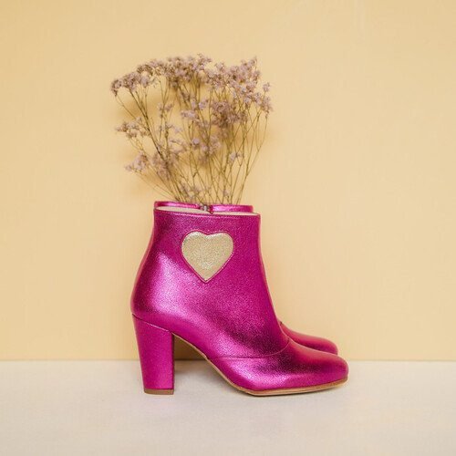 Bottine à talon en irisés Fuschia