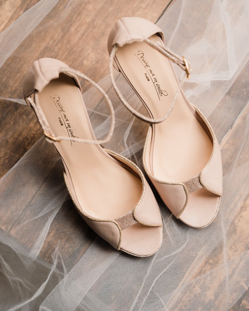 Charlotte high en cuir lisse beige rosé, or blond