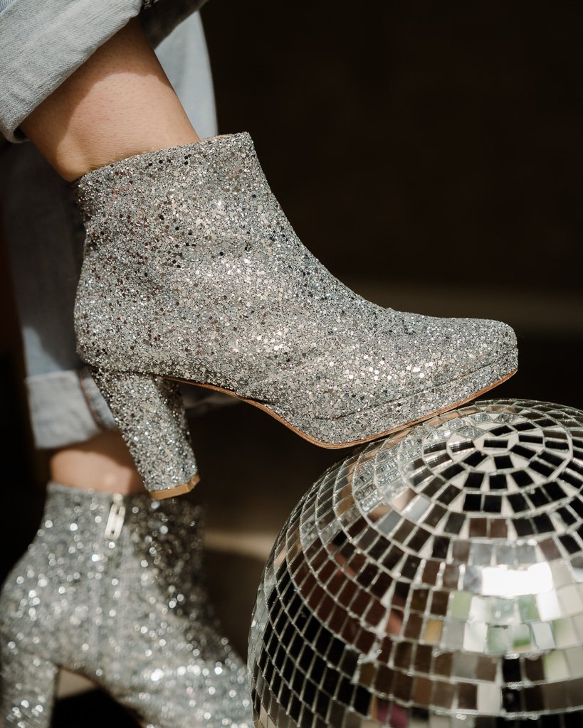 Bottine plateforme en glitter argent 4