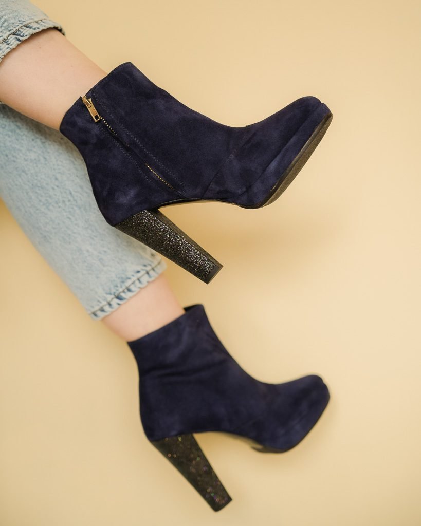 Navy velvet and starlight 2 sequin platform bootie