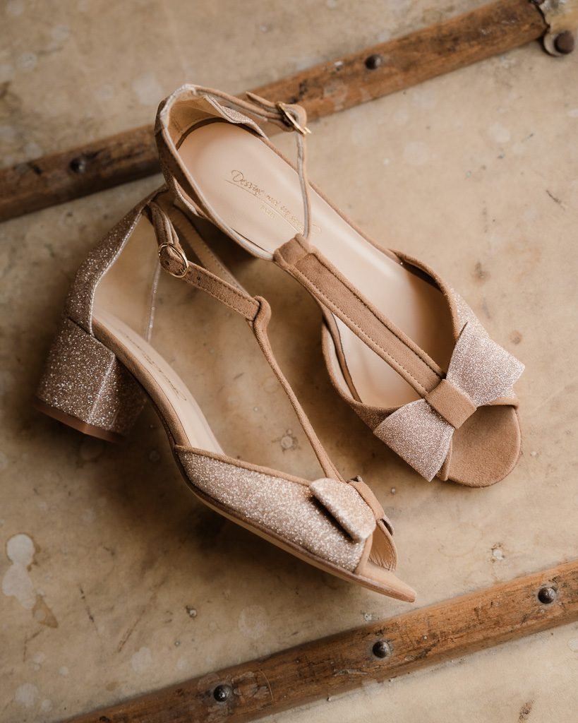 Charlotte in rosewood suede and blond gold sequins-2