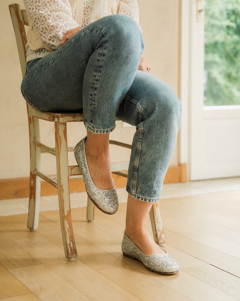 Silver glitter ballerinas