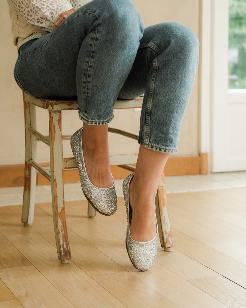 Silver glitter ballerinas
