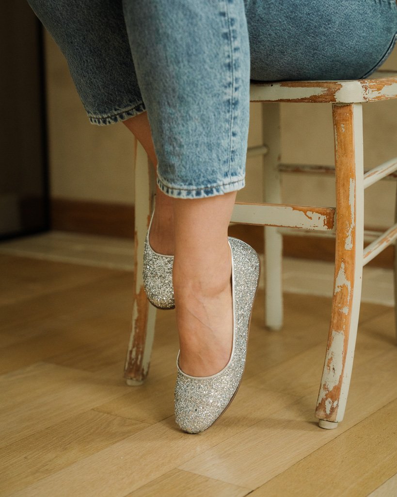 Ballerines en glitter argent 3