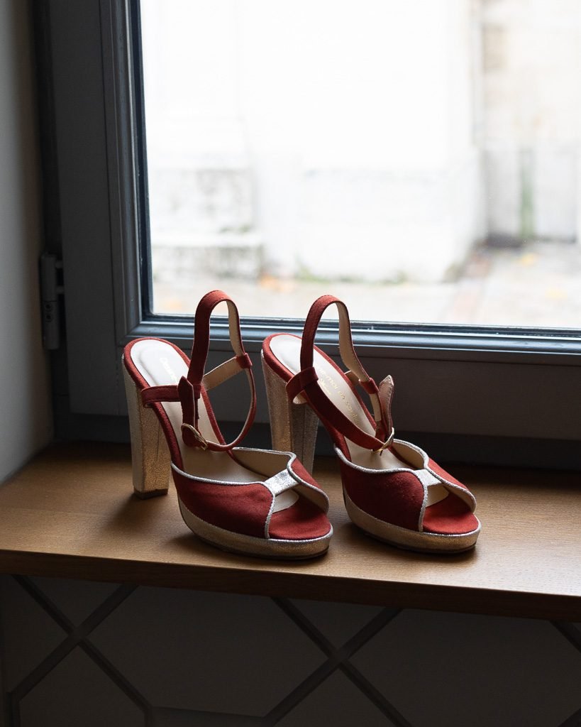 Charlotte plateforme en cuir velours terracotta et irisé champagne-3