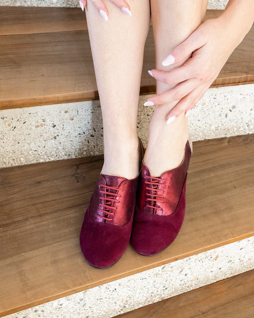 Richelieu in velvet and garnet iridescent, bronze viperine2