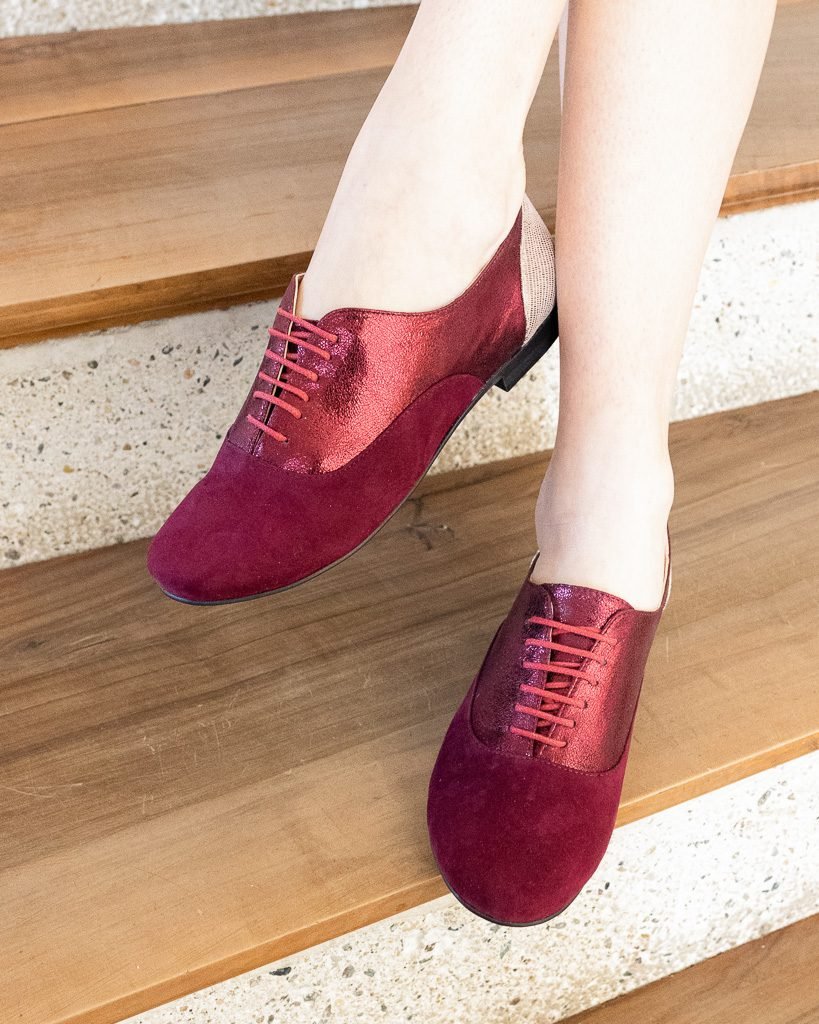 Richelieu in velvet and garnet iridescent, bronze viperine3