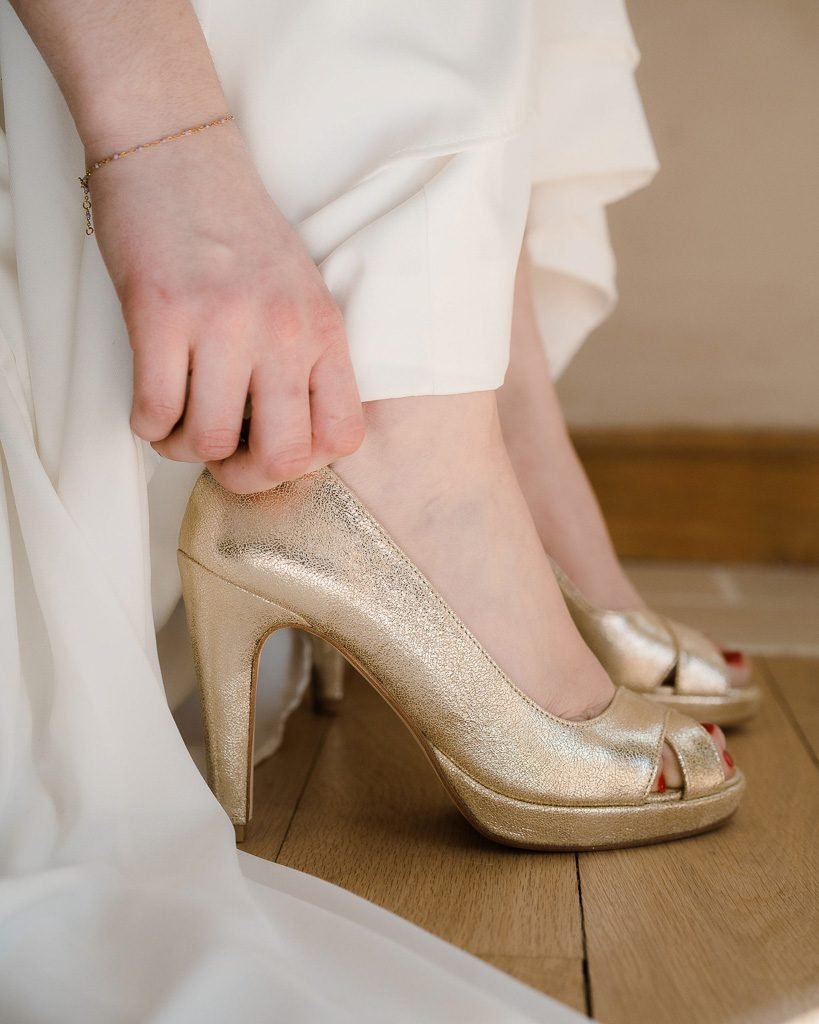 Escarpin plateforme irisé champagne