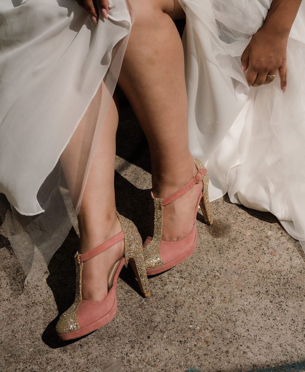 Salomé plateforme en velours rose thé et glitter champagne