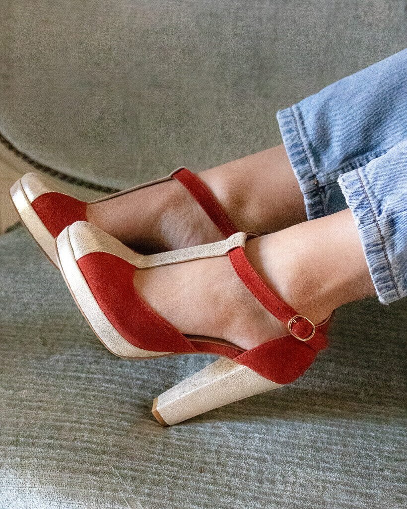 Salomé en velours terracotta et irisé champagne-2