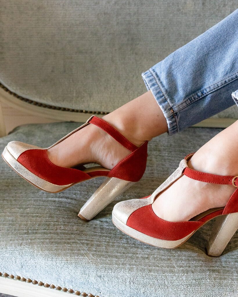 Salomé en velours terracotta et irisé champagne-3