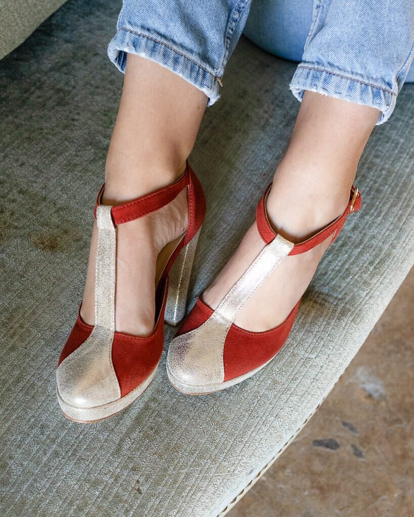 Salomé en velours terracotta et irisé champagne-4