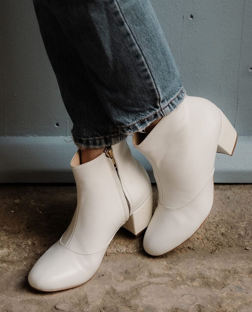 Bottines en cuir et vernis blanc-2