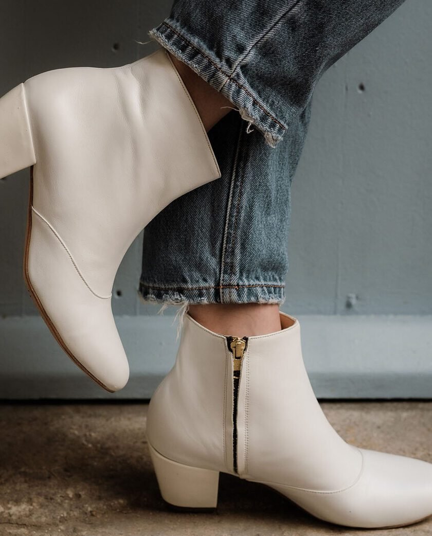 Bottines en cuir et vernis blanc-3