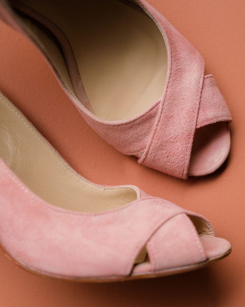 Blush and iridescent rose gold velvet pump-2