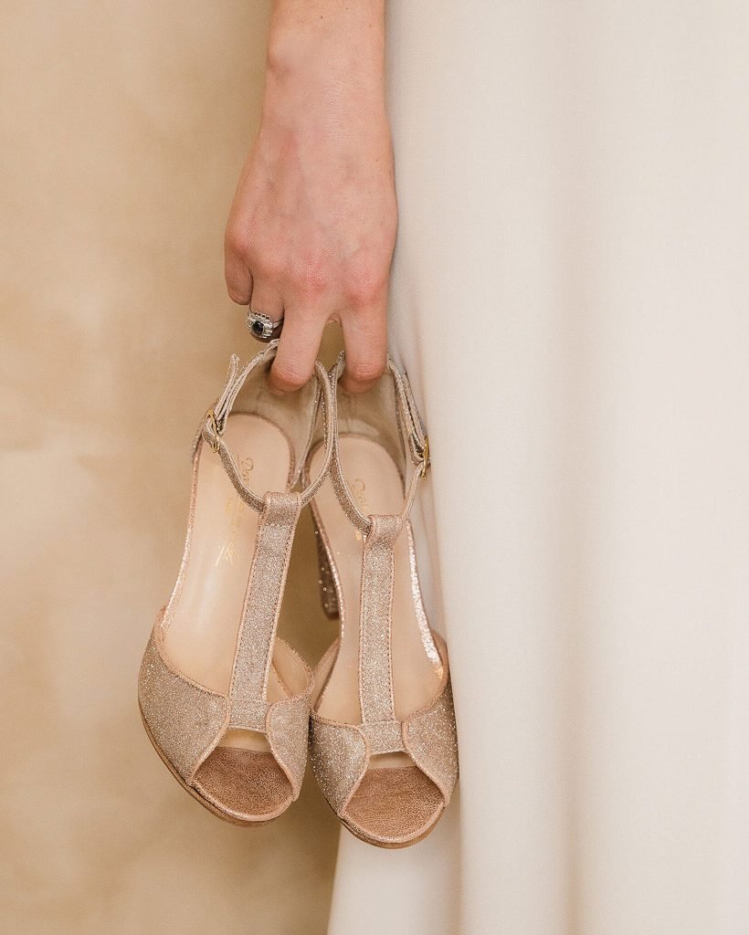 Charlotte sandal in fine blond gold sequins and iridescent rose gold-3