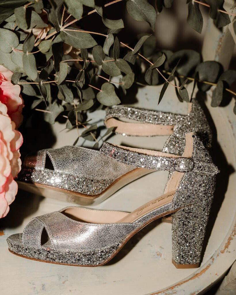 Salomé plateforme en irisé et glitter argent