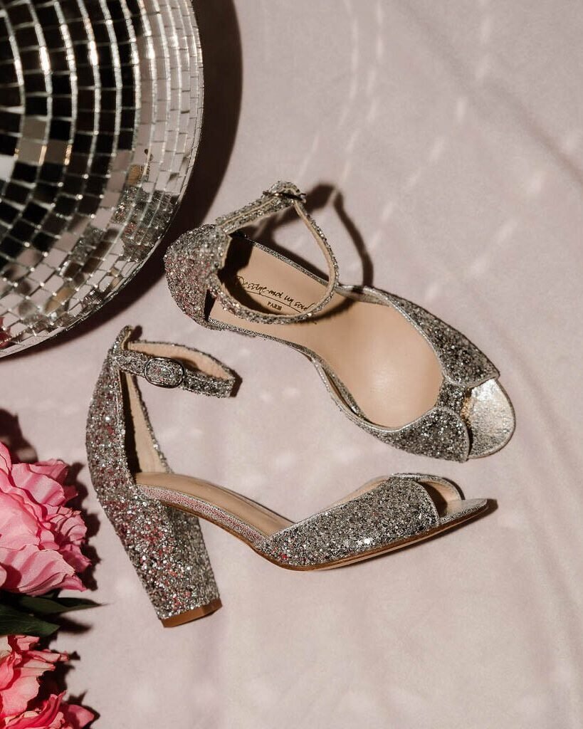 Charlotte in glitter and iridescent silver leather