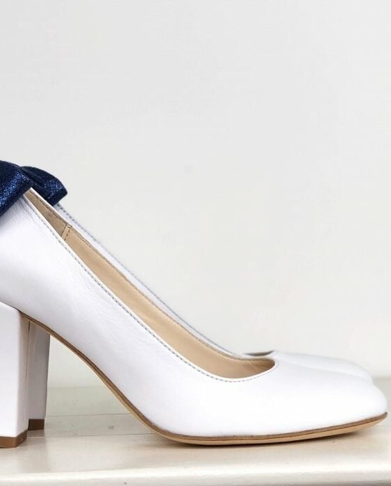 Smooth white and iridescent ocean-2 leather pump