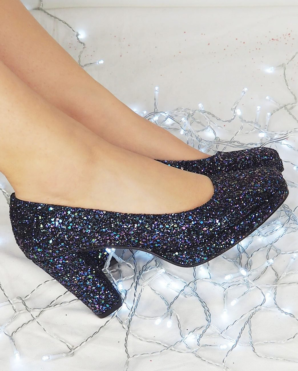 Escarpin plateforme en glitter starlight