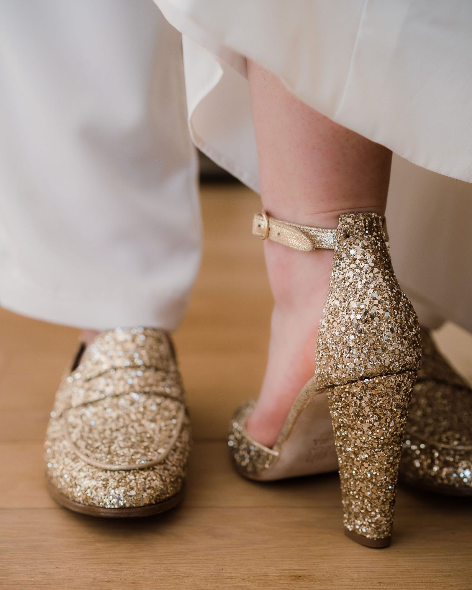 Mocassin en glitter champagne
