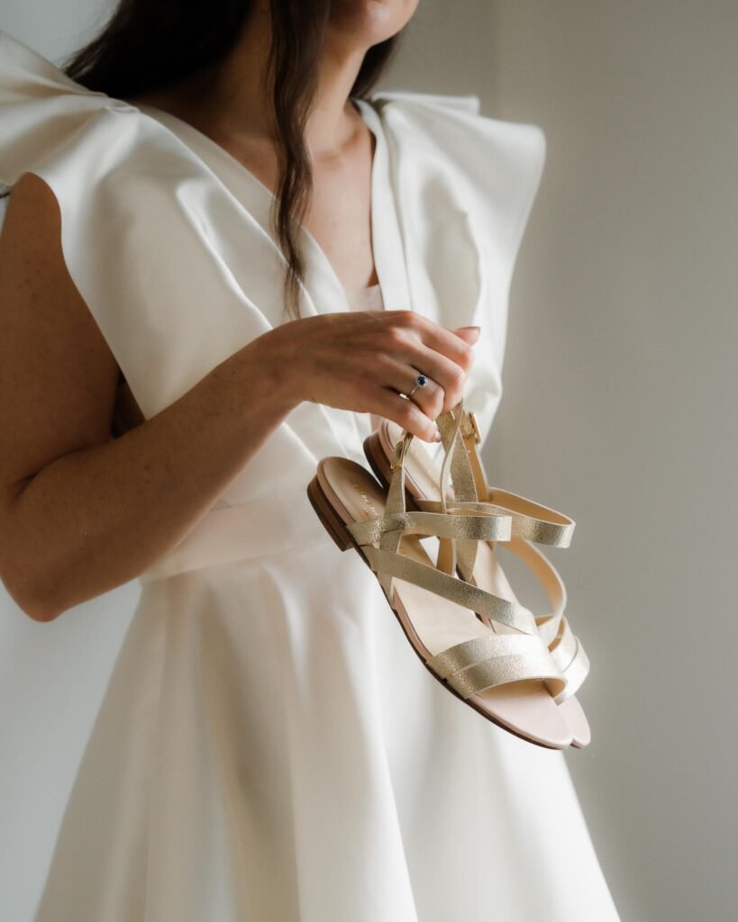 Emma sandal in champagne iridescent