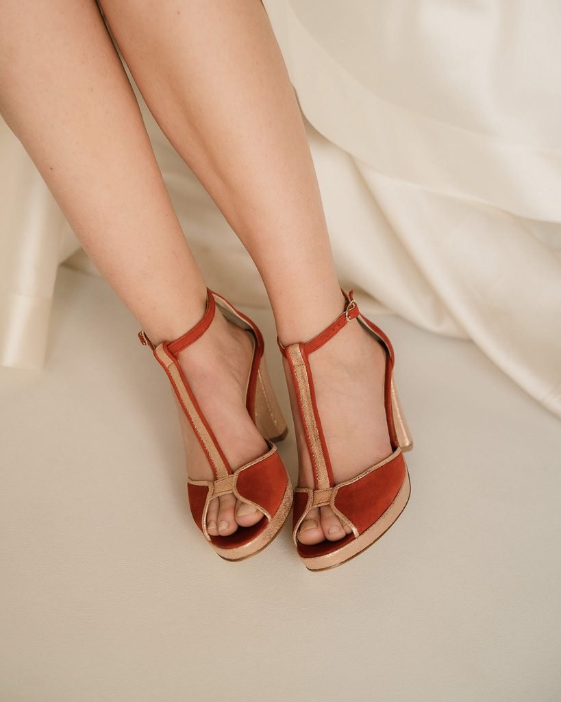 Chaussures de mariage talon moyen terracotta 1