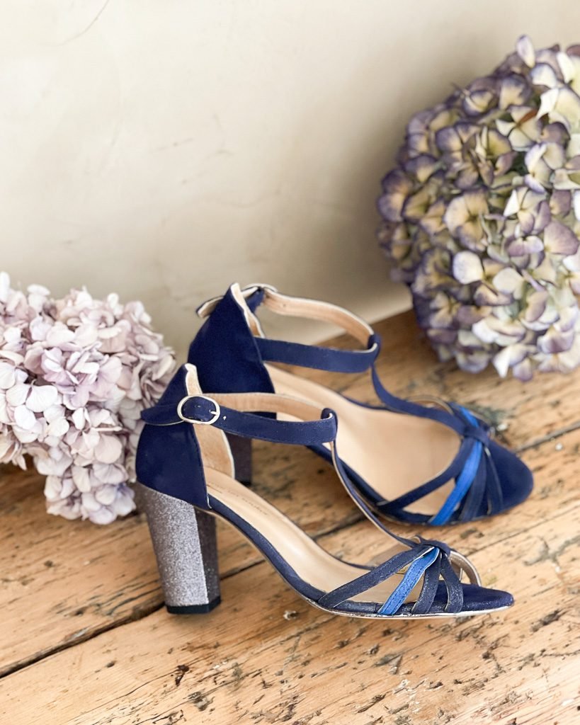 Chloé in navy velvet, electric blue and chrome-2 sequins