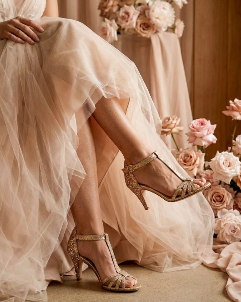 Chloé sandal in champagne glitter and sequins