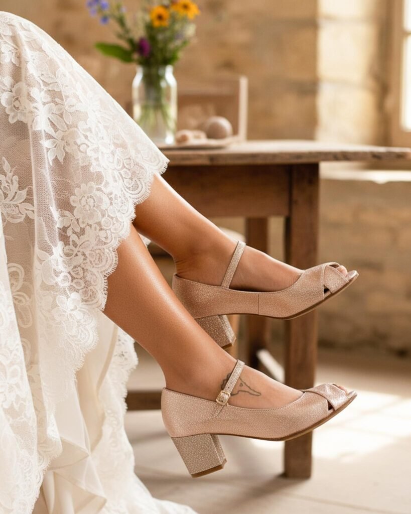 6 cm pink gold and gold pump