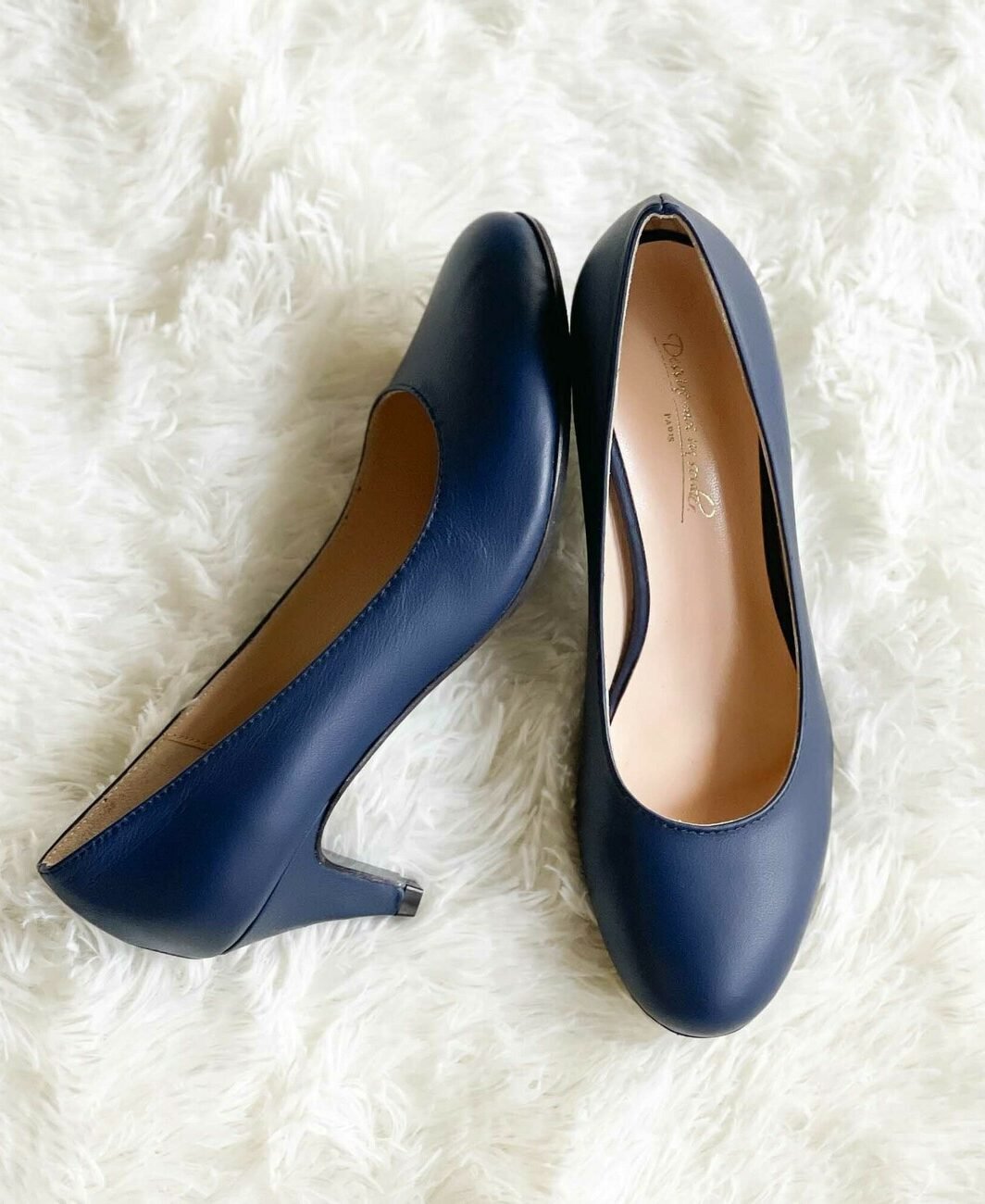 Escarpin en cuir lisse marine