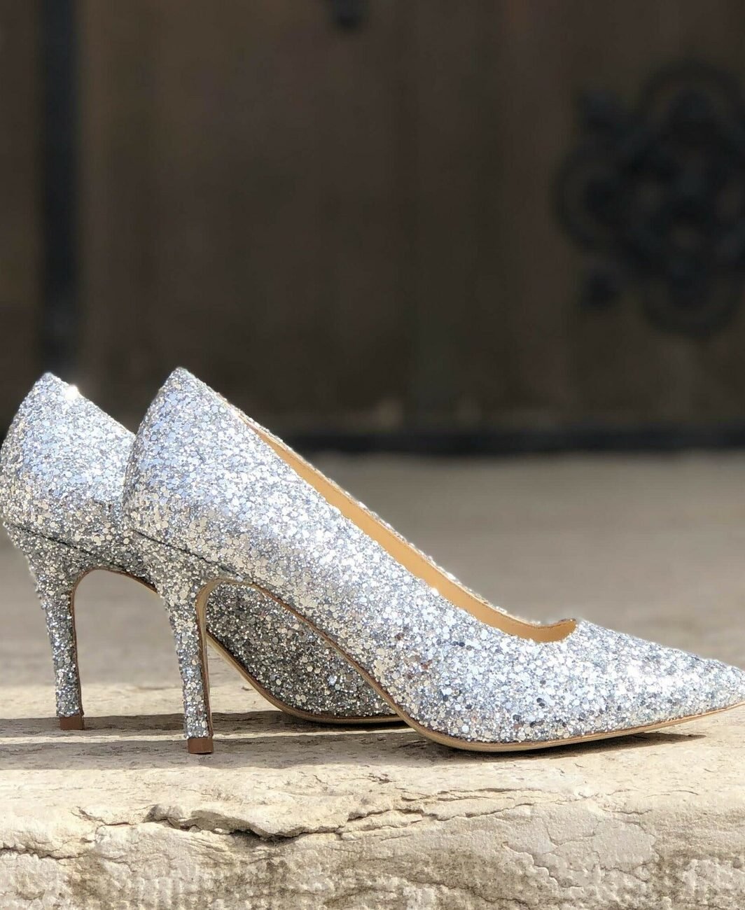 Escarpin en glitter argent