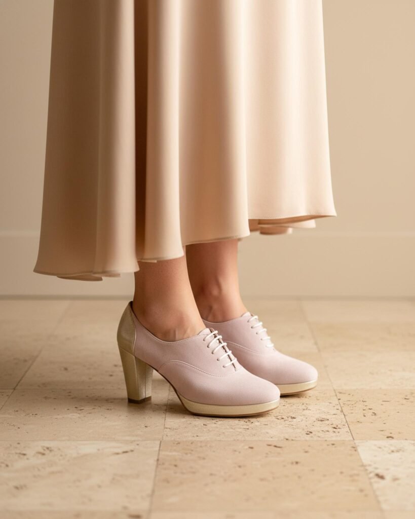 Pink and champagne platform Richelieu