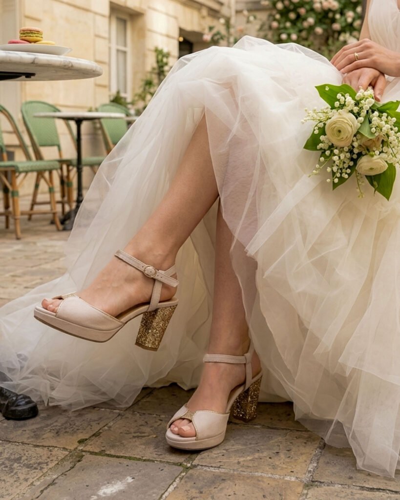 Charlotte sling in off-white velvet, glitter champagne