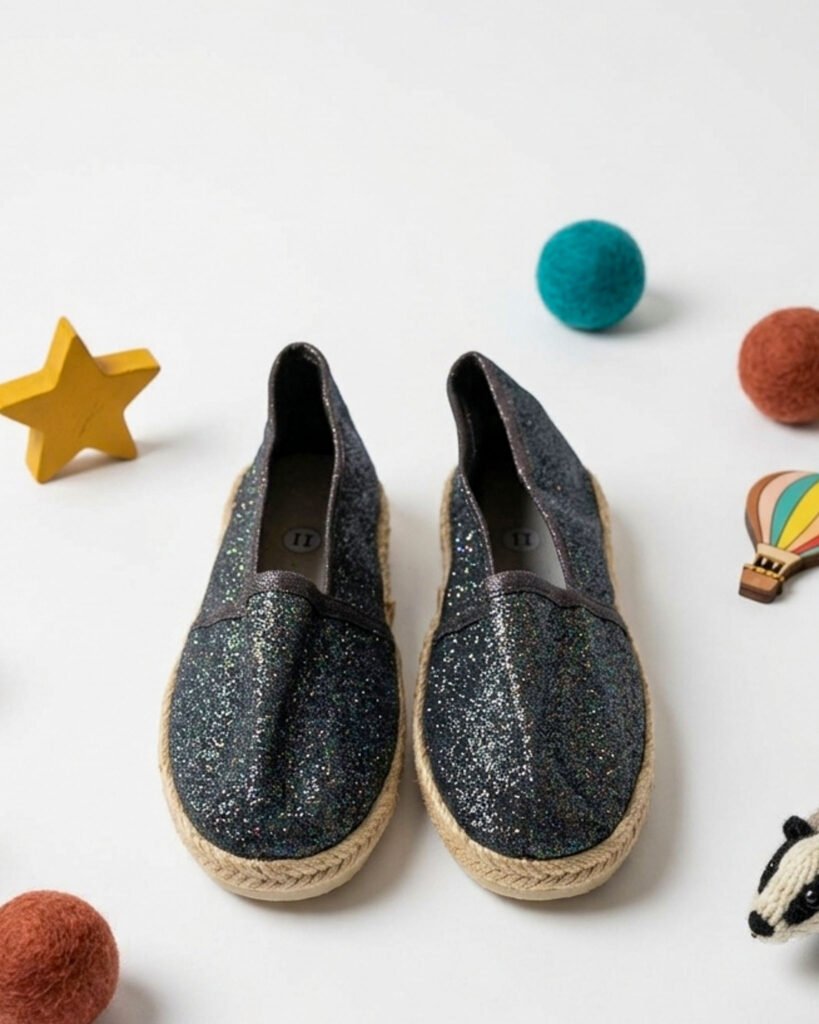 Espadrille in fine starlight sequins
