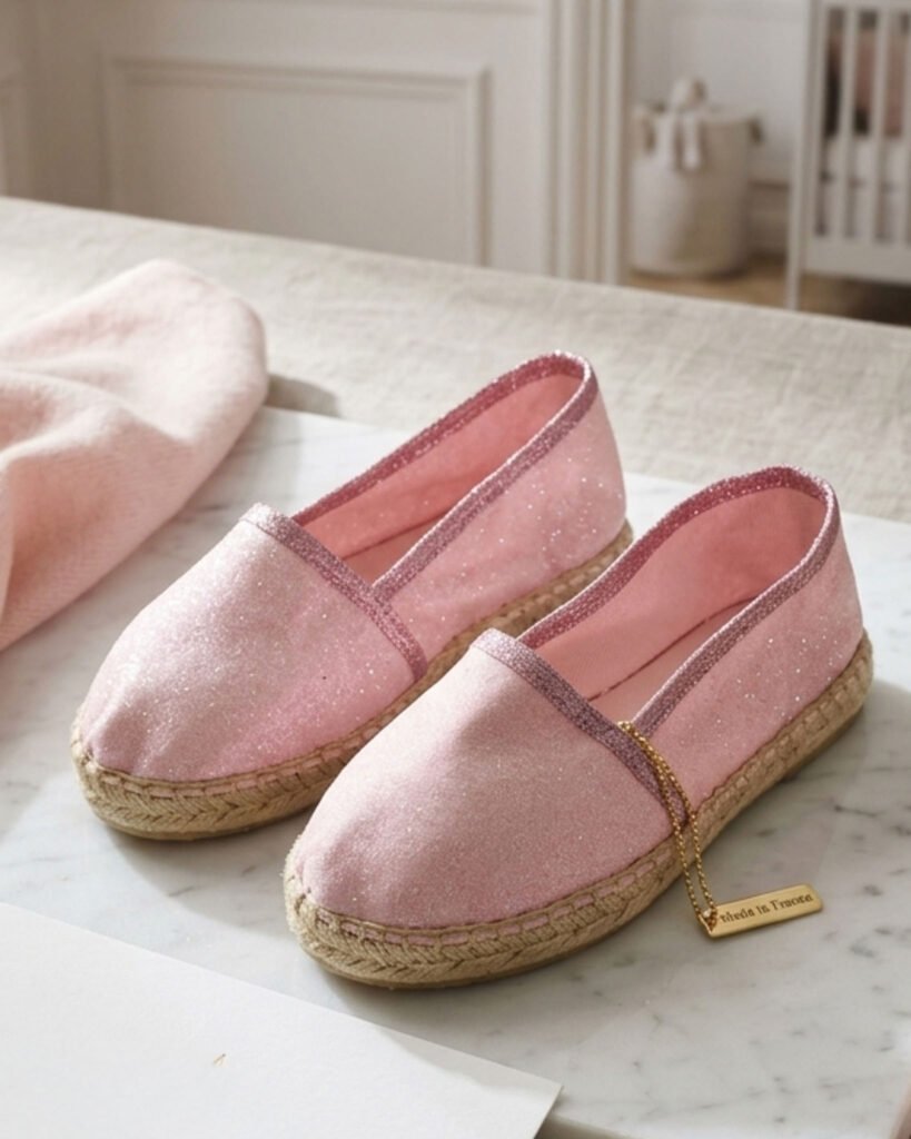 Children's espadrilles in pink sequins