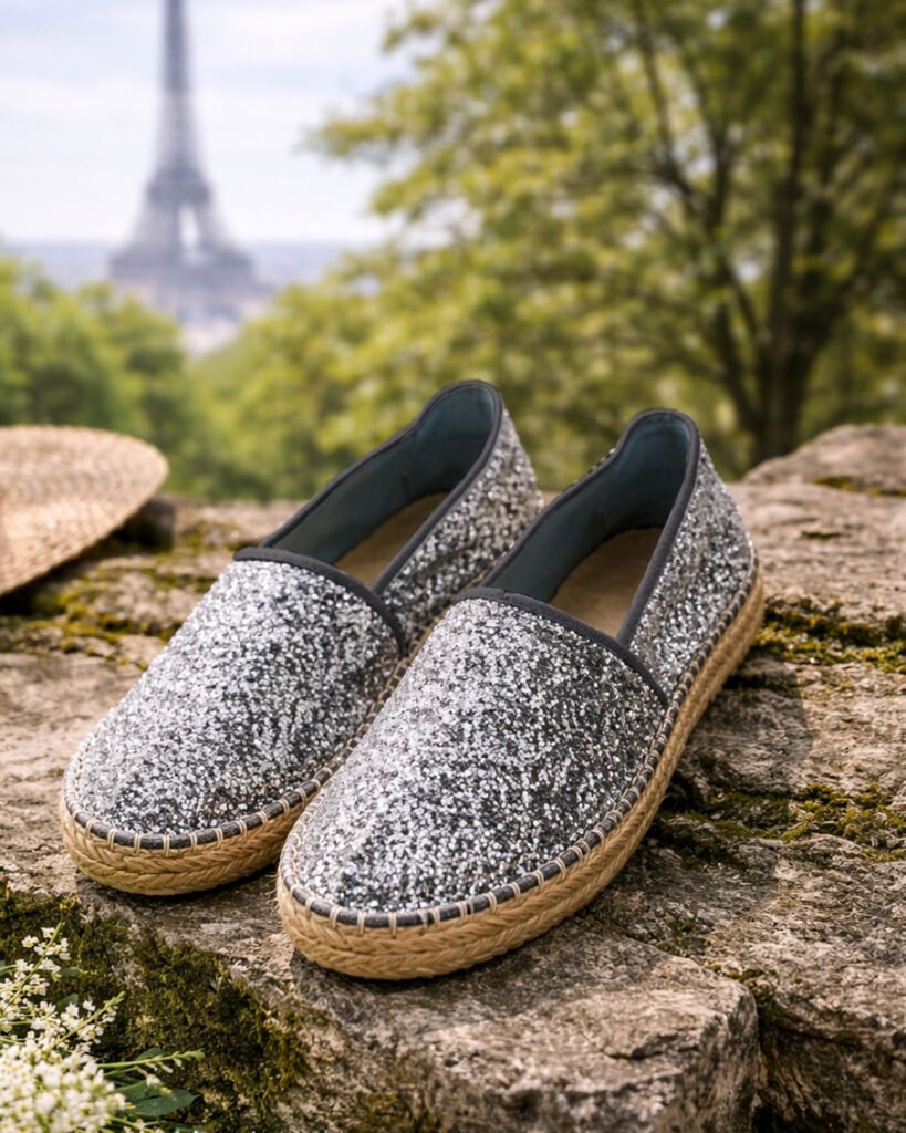 Silver glitter espadrille