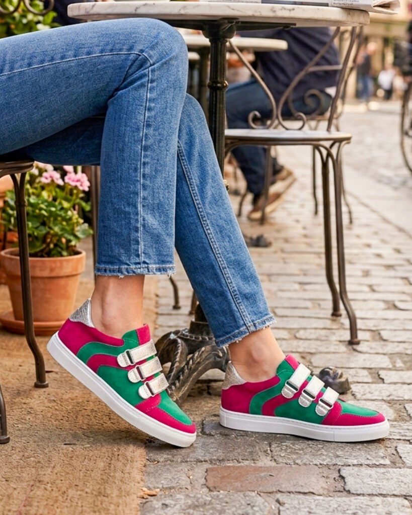 Emerald, hot pink and silver basket
